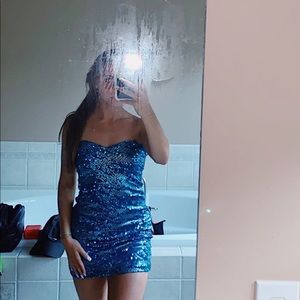 Blue Sequence Bodycon Dress